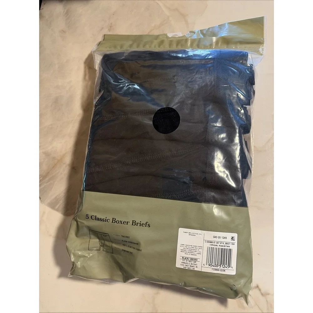 Goodfellow & Co. Men's Classic Boxer Briefs Black Size M New Sealed 5 Pair